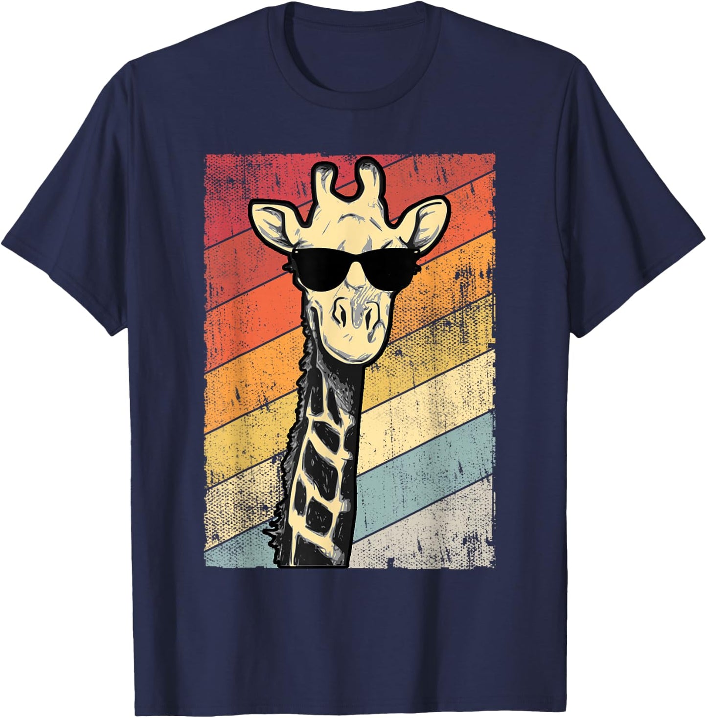 Retro Vintage Giraffe Sunglasses Gift Funny Animal Lover T-Shirt - T-Shirt | Navy