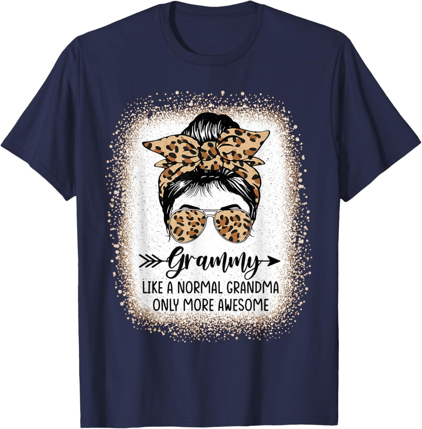 Grammy Like A Normal Grandma Only More Awesome Messy Bun T-Shirt - T-Shirt | Navy