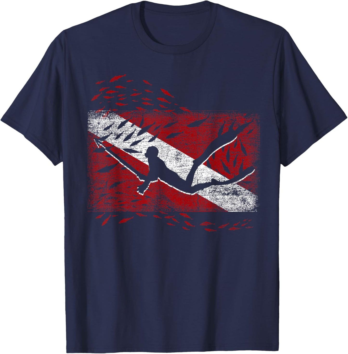 Diving Flag Fishing Spear Fisherman Gift Spearfishing T-Shirt - T-Shirt | Navy