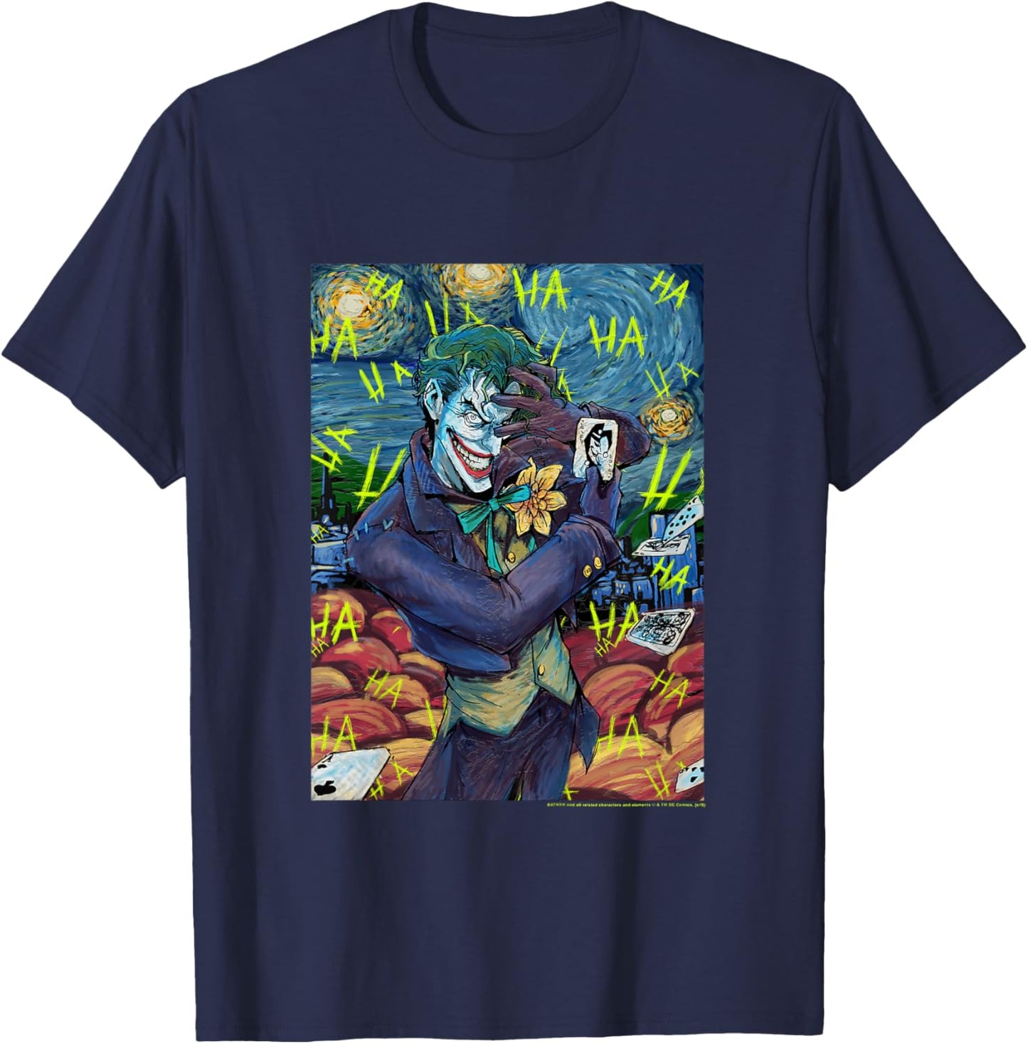 Kids DC Comics Youth The Joker Van Gogh Starry Night Villain T-Shirt - T-Shirt | Navy