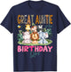 Great Auntie Of The Birthday Girl Safari Jungle Animal Lover T-Shirt - T-Shirt | Navy