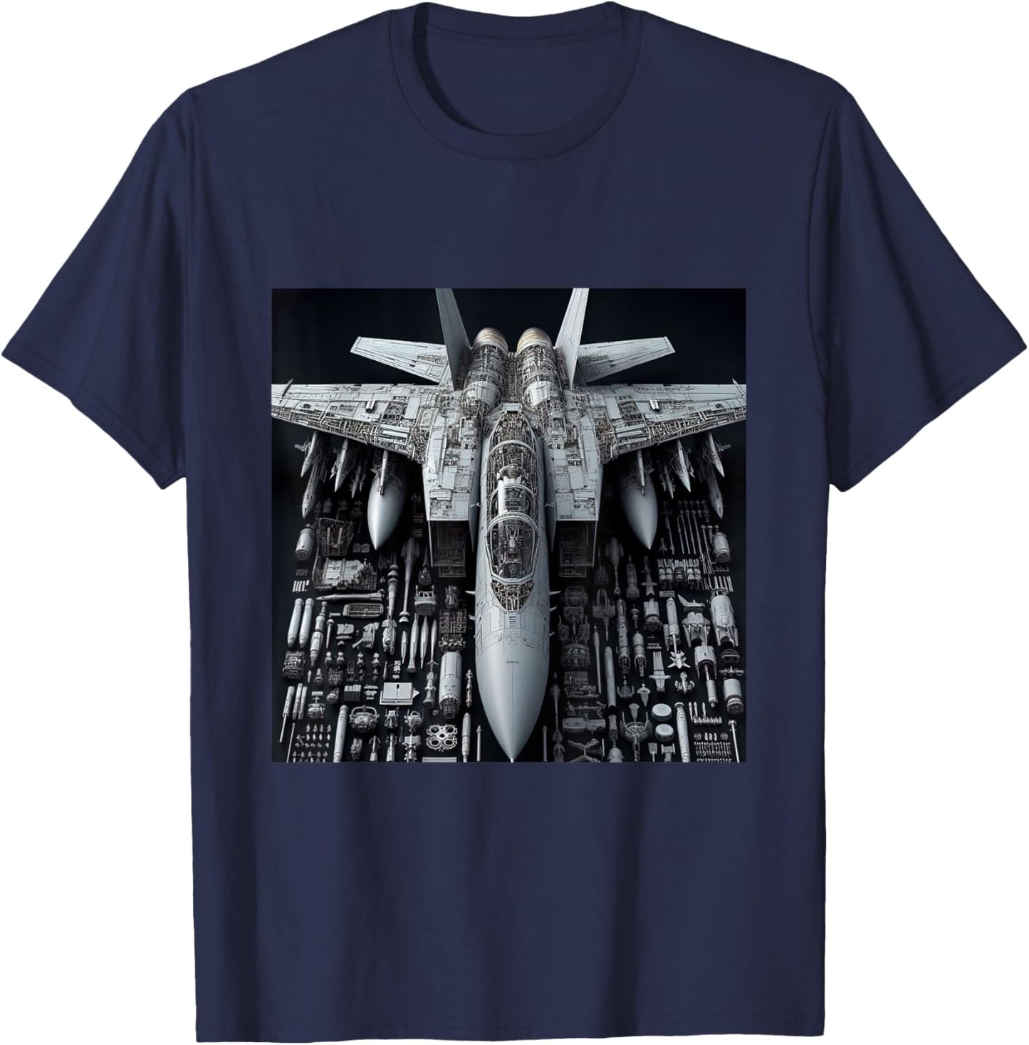 F-14 Tomcat Fighter Jet Assembly Blueprint Military Aviation T-Shirt - T-Shirt | Navy