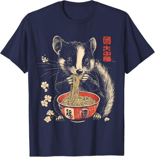 Funny Skunk Animal Eating Ramen Noodles