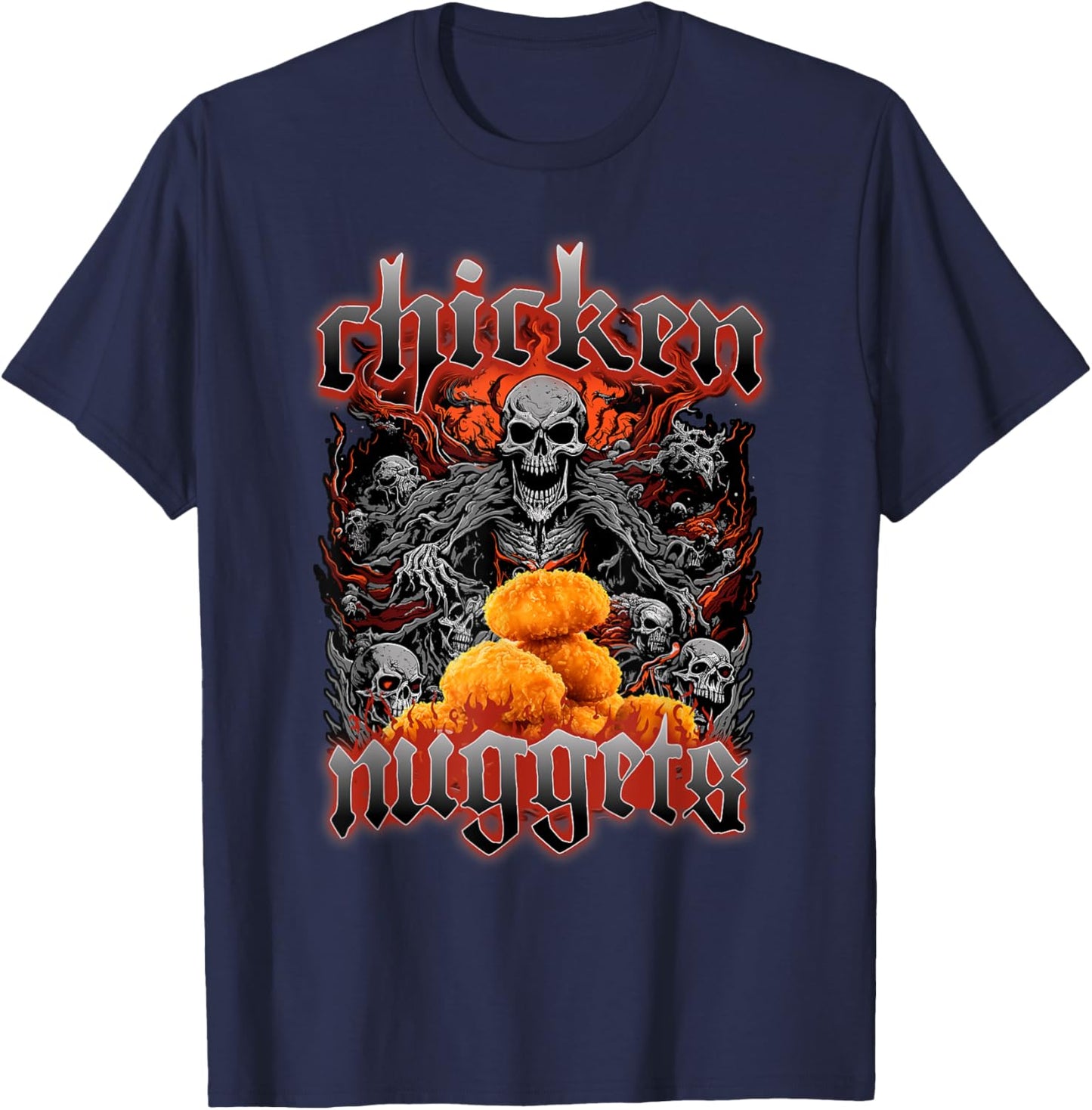 Chicken Nuggets Death Metal Kids Nuggies Chicken Nuggets T-Shirt - T-Shirt | Navy