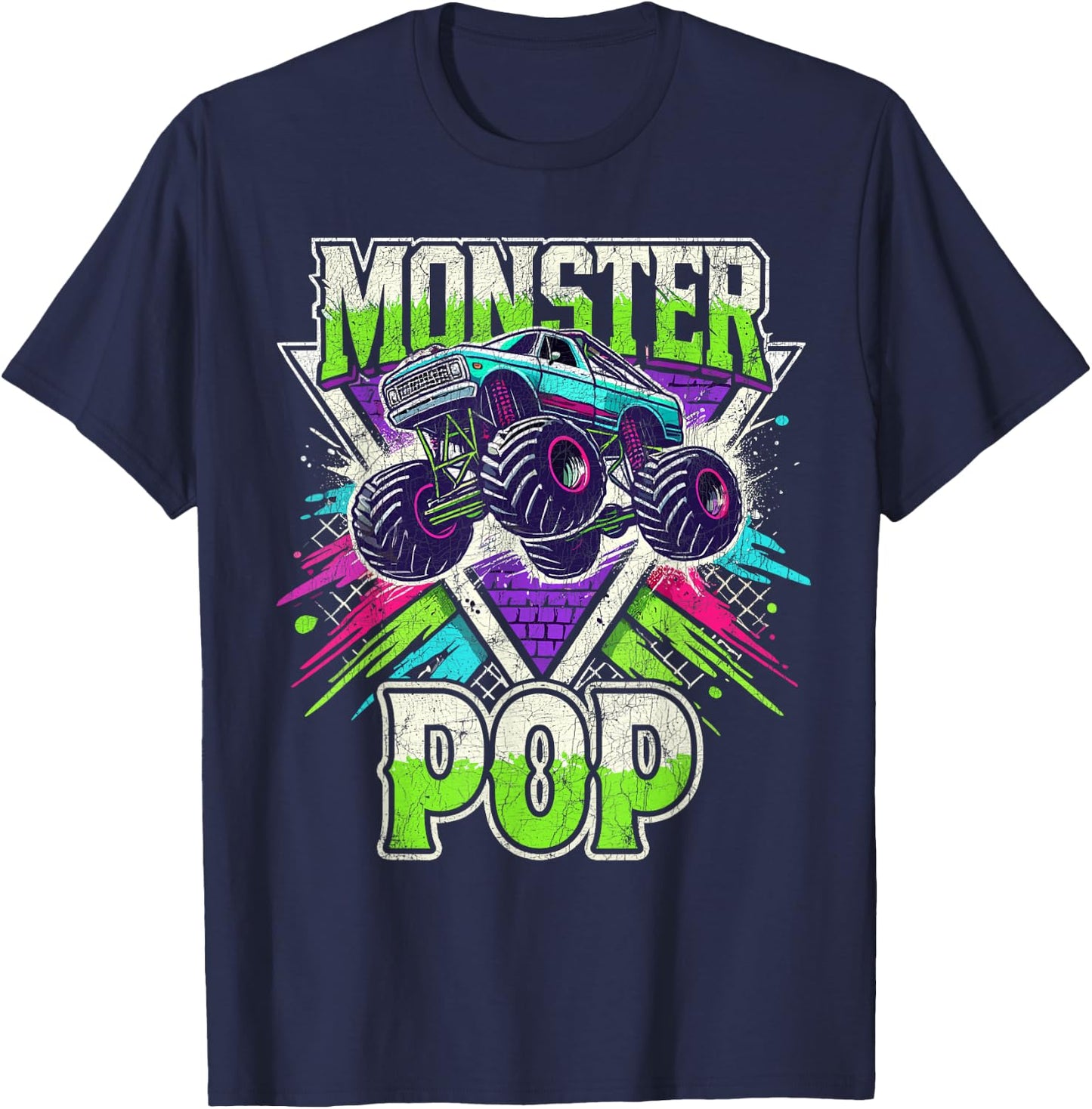 Matching Monster Truck Costume, Jam Birthday Monster Pop T-Shirt - T-Shirt | Navy