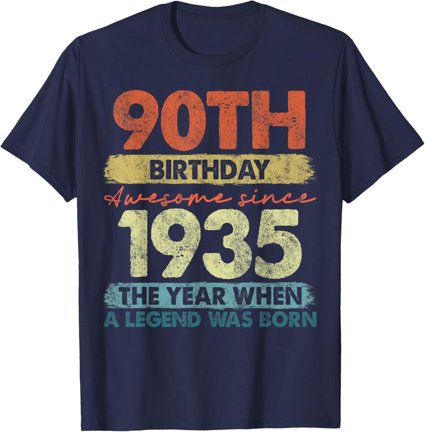 Vintage Legend Birthday Shirts Women 2025 90 Year Old Gifts Vintage 1935 Limited Edition 90th Birthday -Adults and Kids Black Short Sleeve Small T-Shirt - T-Shirt | Navy