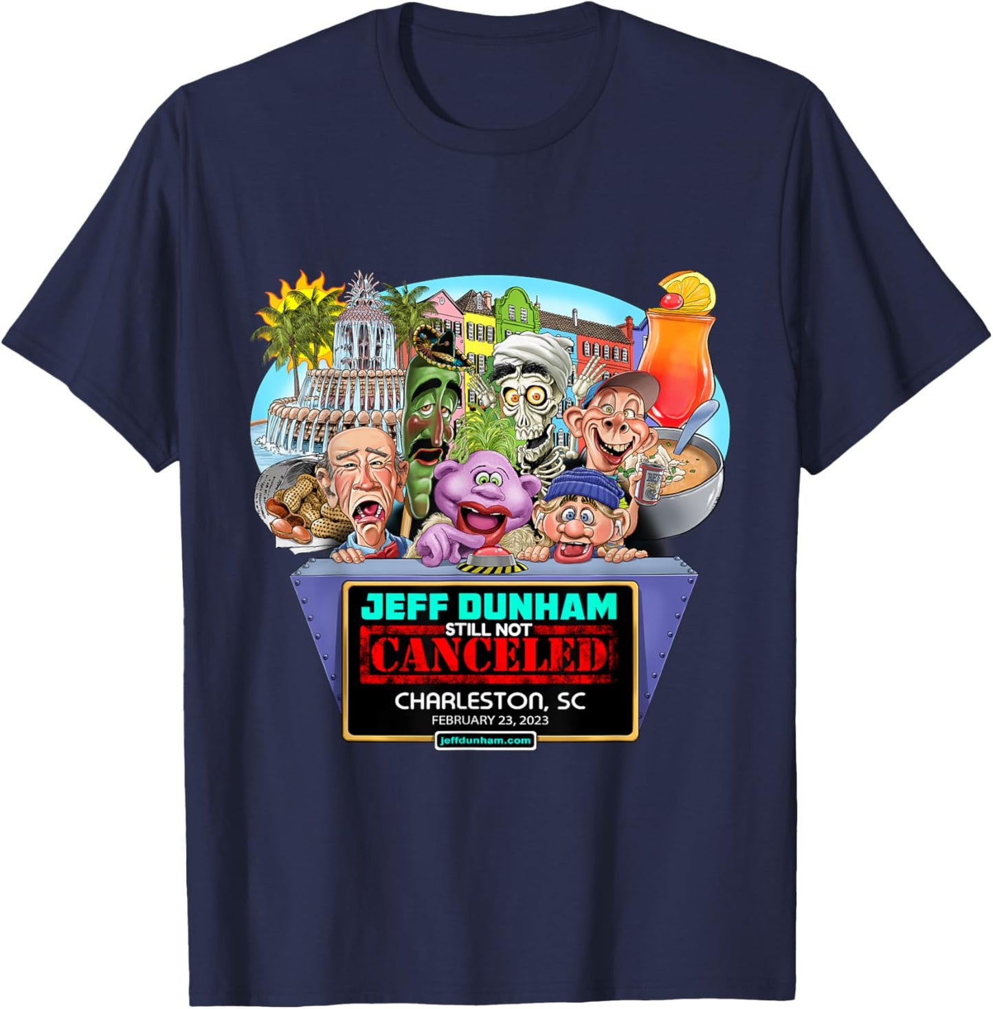 Jeff Dunham Charleston, SC (2023) T-Shirt - T-Shirt | Navy