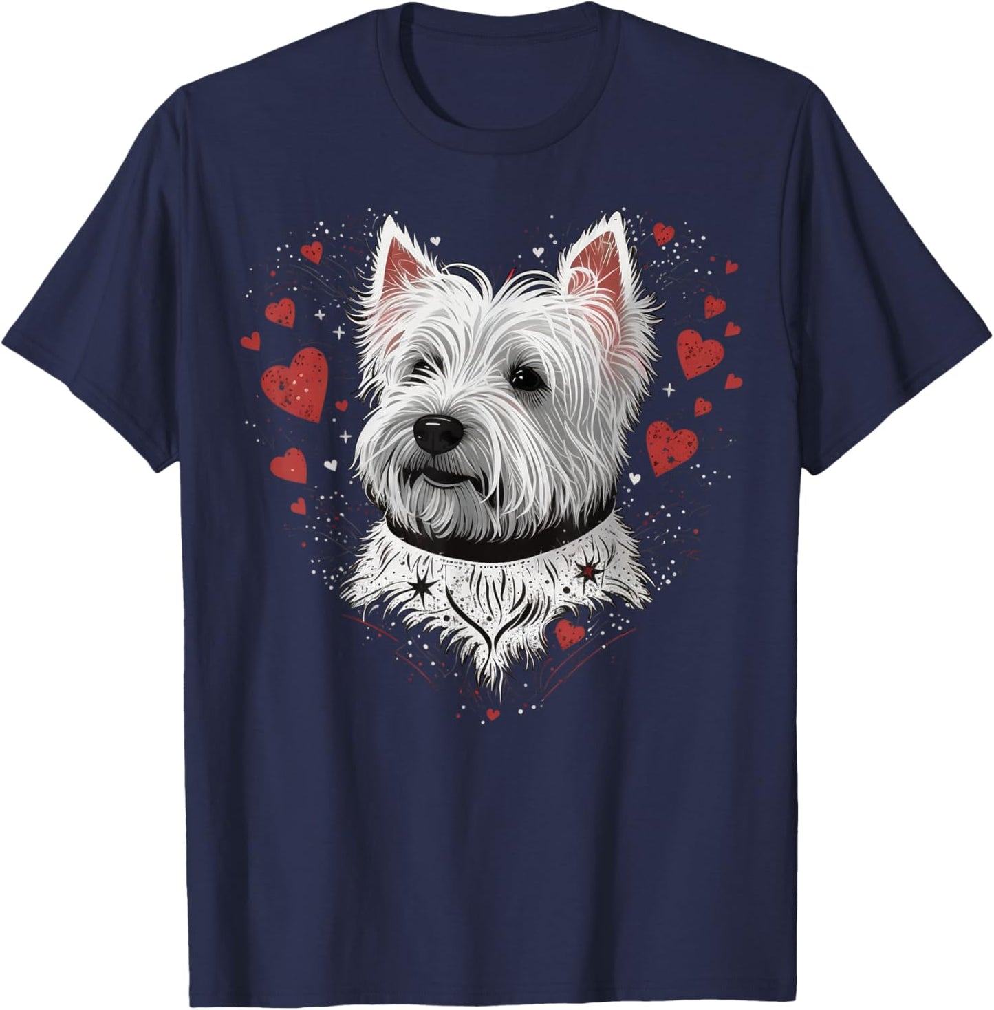 Westie Love Heart on West Highland White Terrier Lover T-Shirt - T-Shirt | Navy