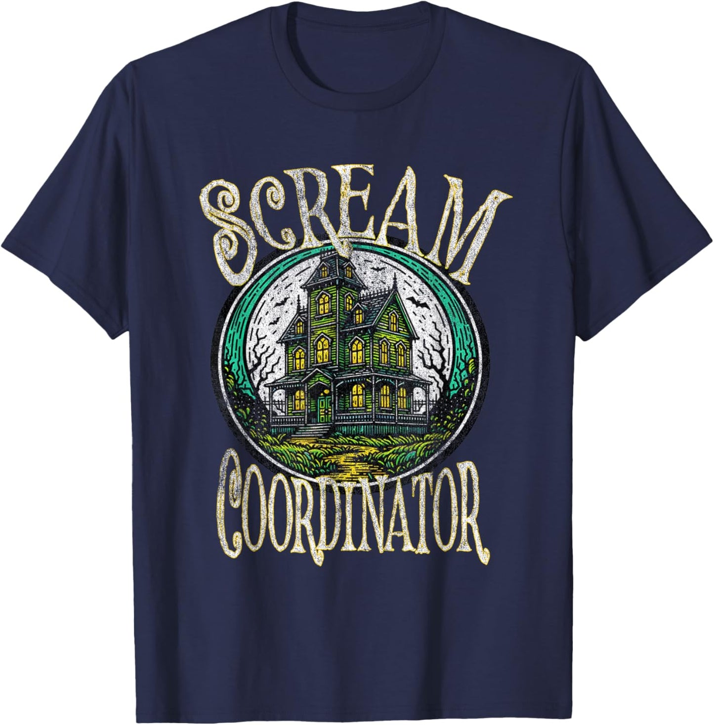 Haunted House Tour Guide Scream Coordinator Halloween Haunt T-Shirt - T-Shirt | Navy