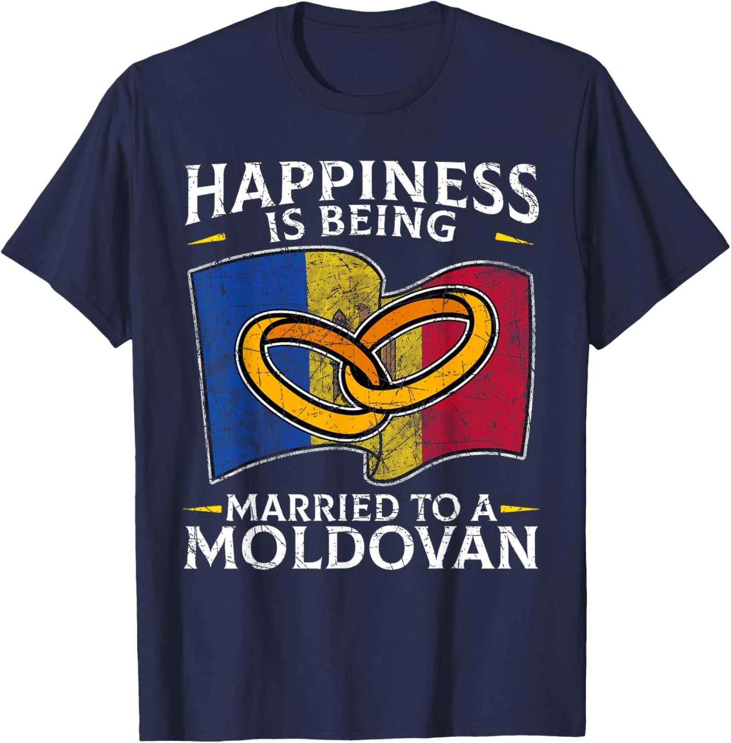 Moldova Marriage Moldovan Roots Heritage Married Flag T-Shirt - T-Shirt | Navy