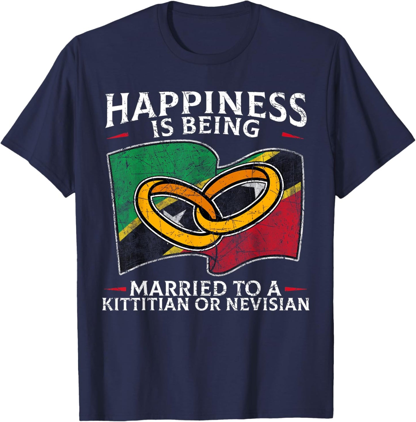 Saint Kitts and Nevis Marriage Kittitian or Nevisian Married T-Shirt - T-Shirt | Navy