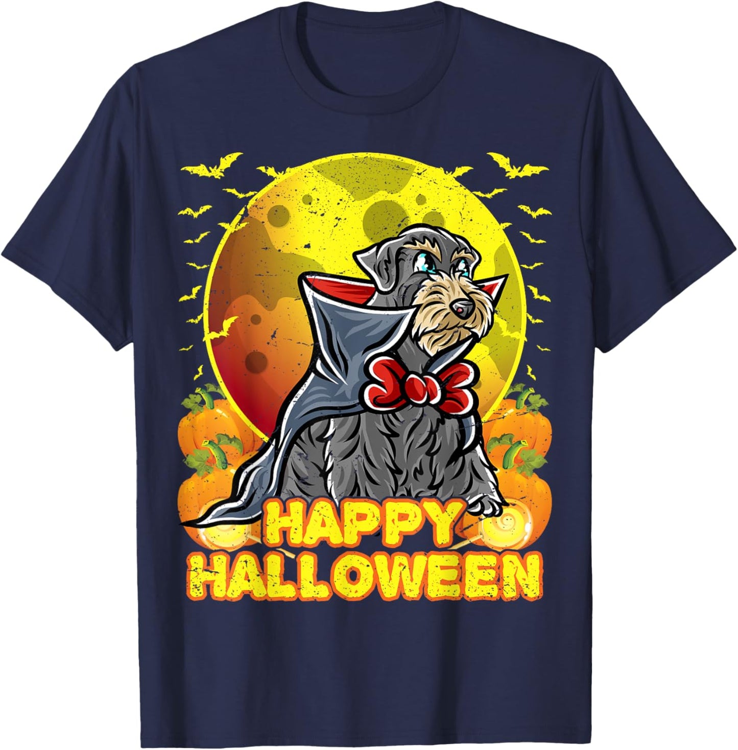 Miniature Schnauzer Happy Halloween Costume Vampire T-Shirt - T-Shirt | Navy
