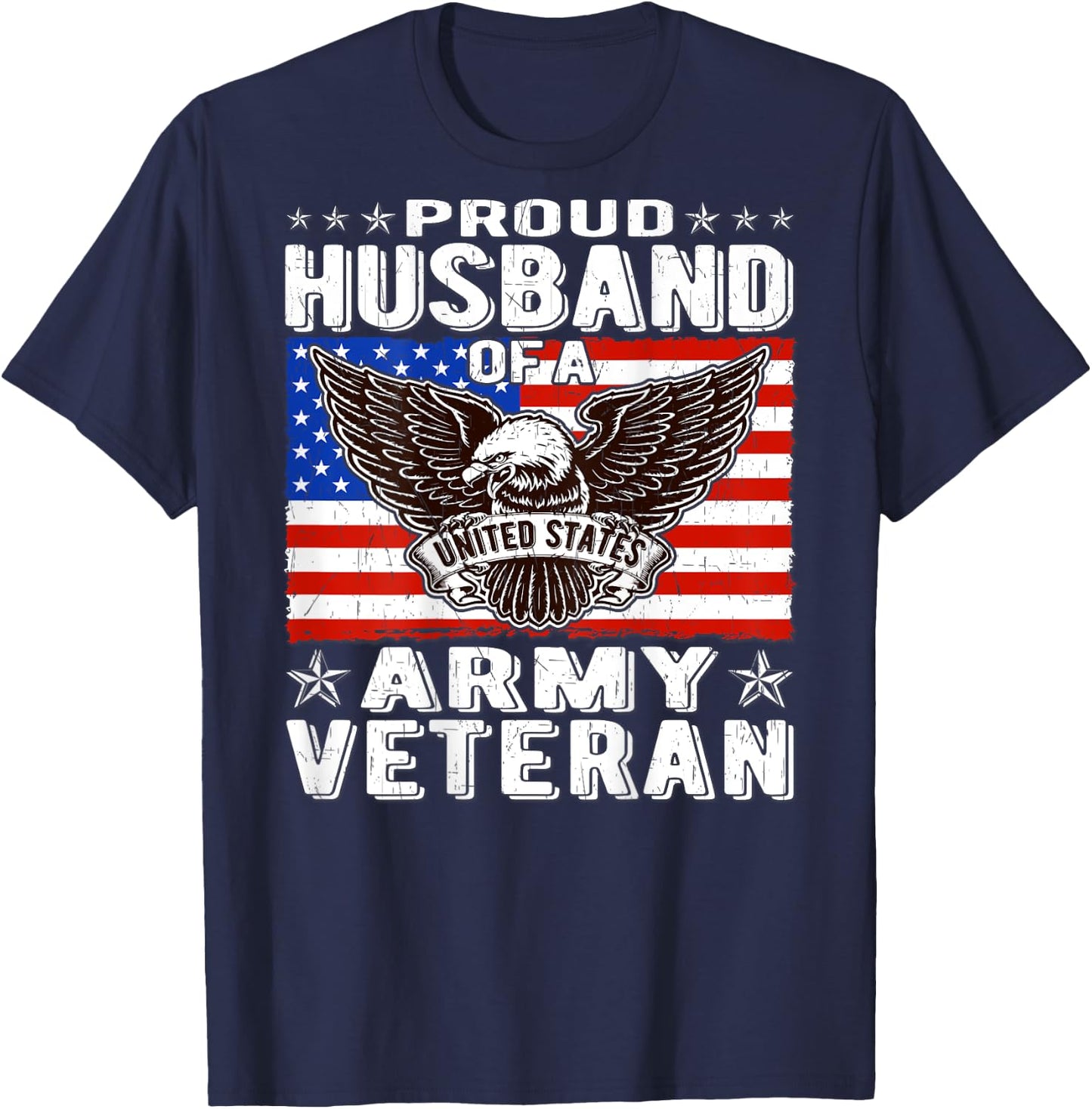 Proud Husband Of A US Army Veteran Patriotic Military Spouse T-Shirt - T-Shirt | Navy