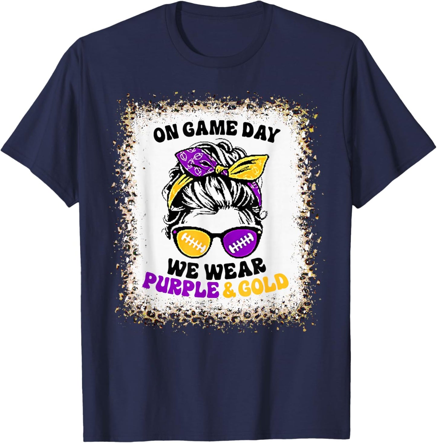 On Gameday Football We Wear Purple and Gold Game Day T-Shirt - T-Shirt | Navy
