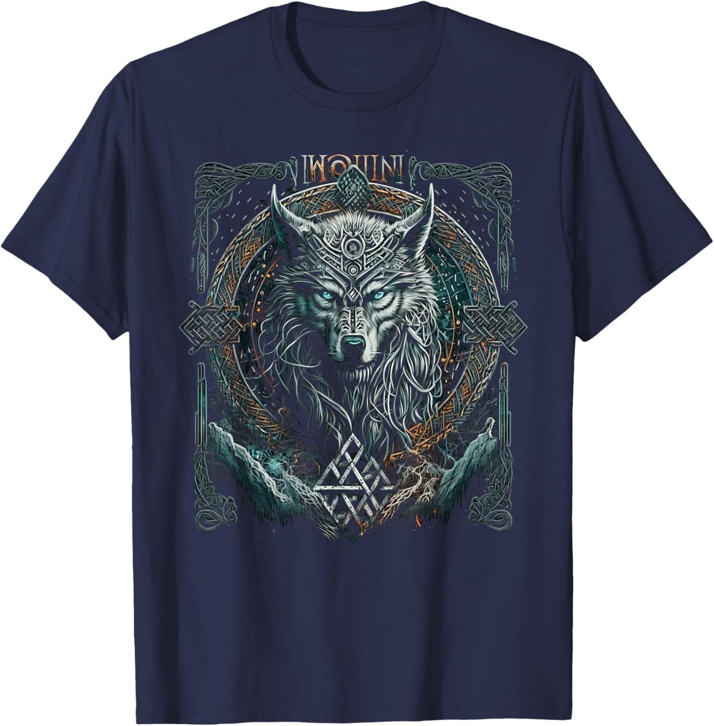 Odin's Wolf Northman Valhalla Norse Mythology T-Shirt - T-Shirt | Navy