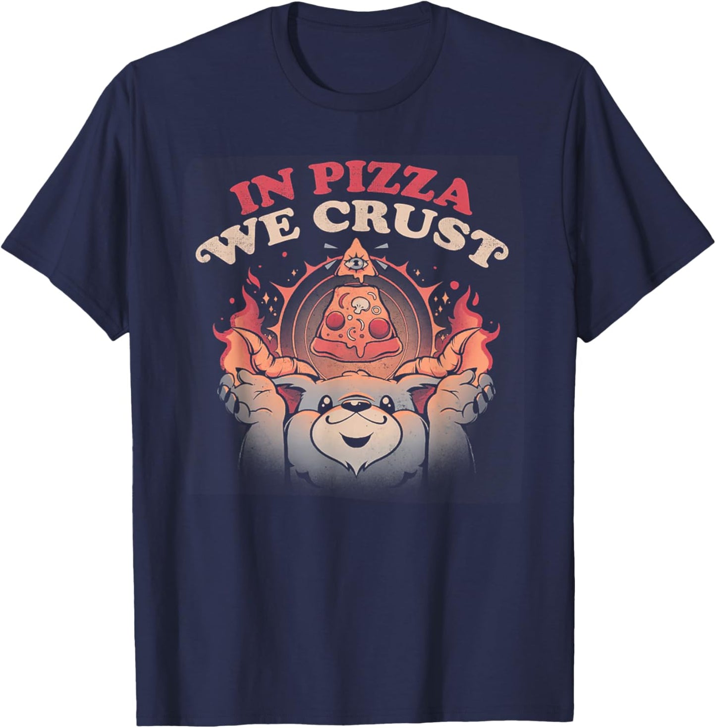 In Pizza We Crust Satan halloween T-Shirt - T-Shirt | Navy