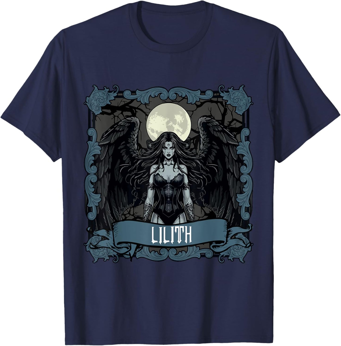 Lilith Tarot Card Gothic Halloween Day of Dead Goddess T-Shirt - T-Shirt | Navy