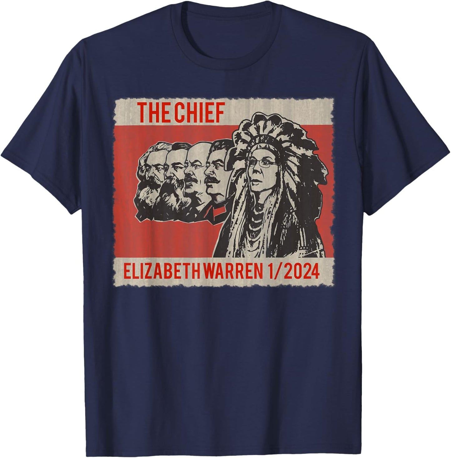 Elizabeth Warren Native American The Chief T-Shirt - T-Shirt | Navy