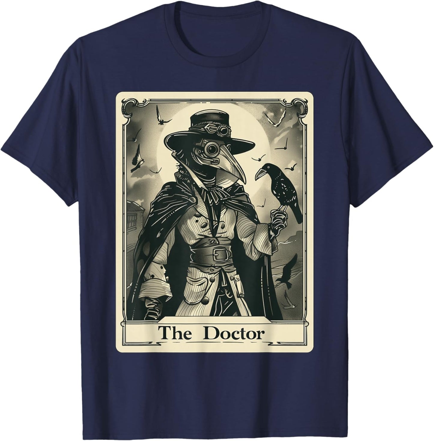 Plague Doctor Tarot Card Gothic T-Shirt - T-Shirt | Navy