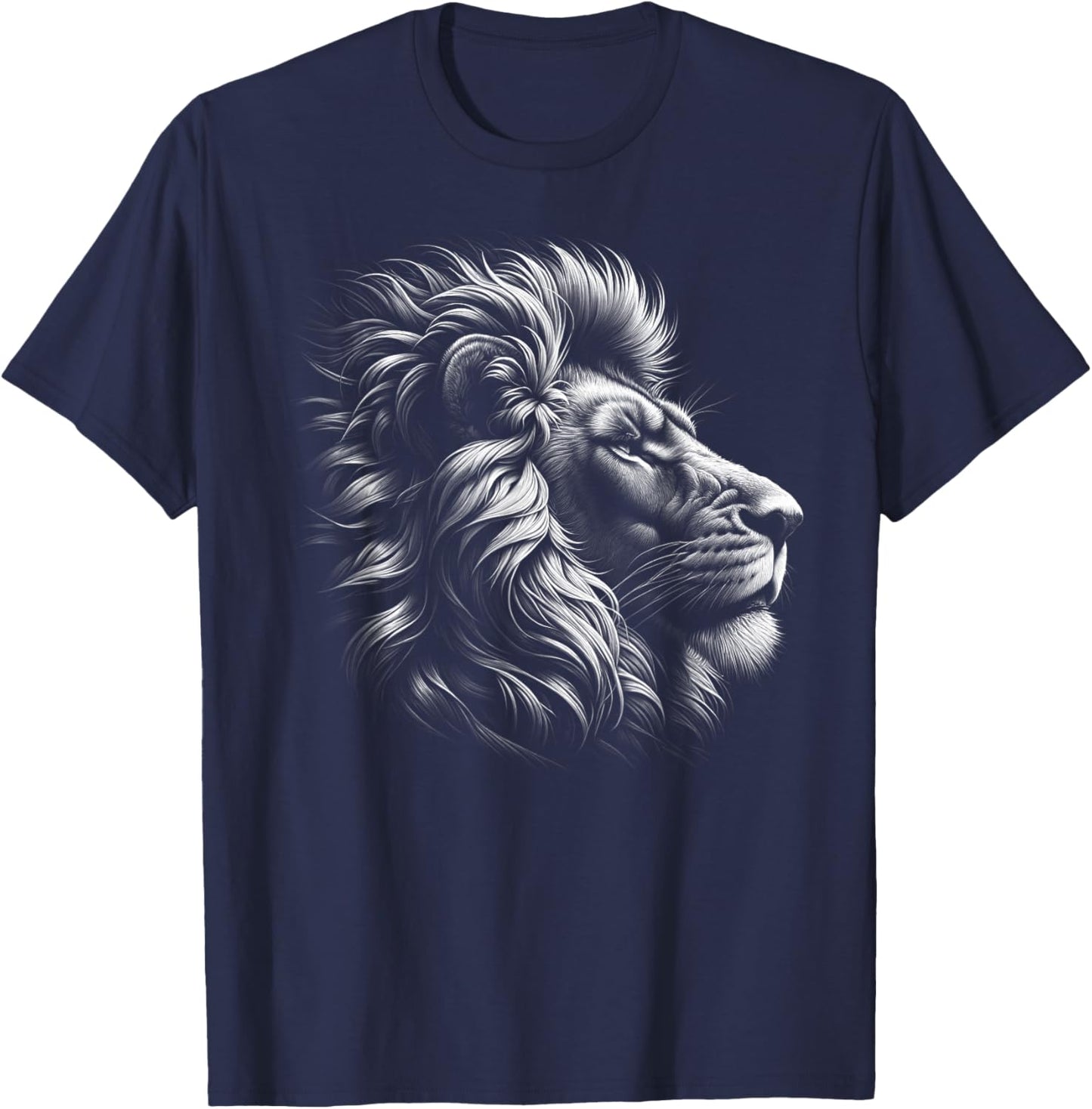 Lion Head - Cool Portrait of a Proud Lion T-Shirt - T-Shirt | Navy