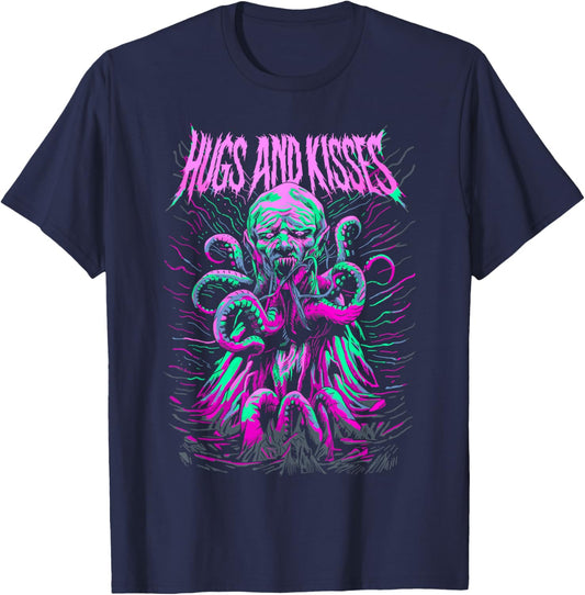 Hug and Kisses Blegh Deathcore Metalcore Ironic T-Shirt - T-Shirt | Navy