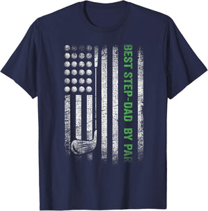 Best Step-Dad By Par Father's Day Gifts Golf Lover Golfer T-Shirt - T-Shirt | Navy