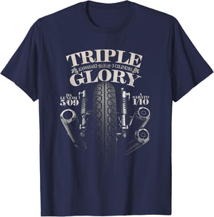 Kawasaki Triple Classic Biker T-Shirt - T-Shirt | Navy