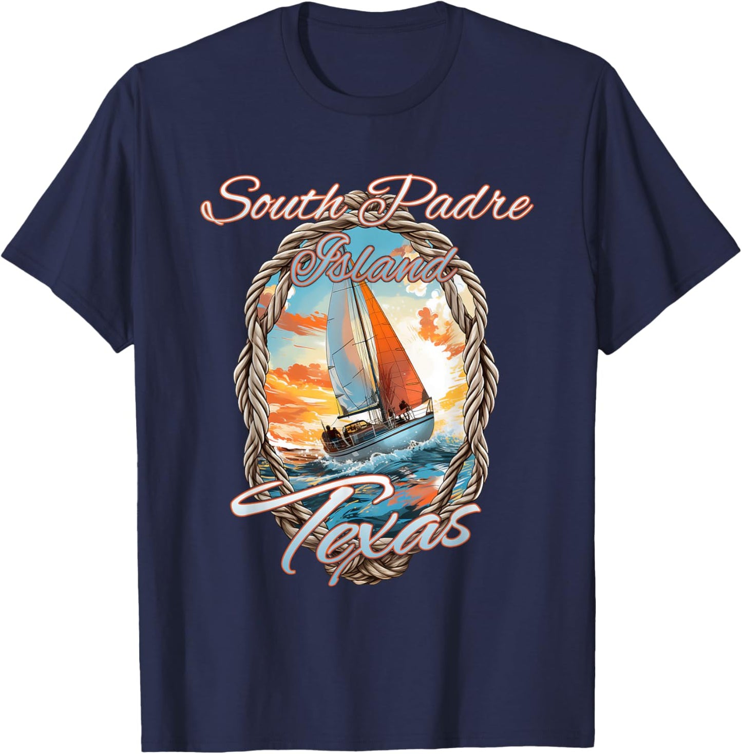 Sailing South Padre Island Texas Sea and Sunshine T-Shirt - T-Shirt | Navy