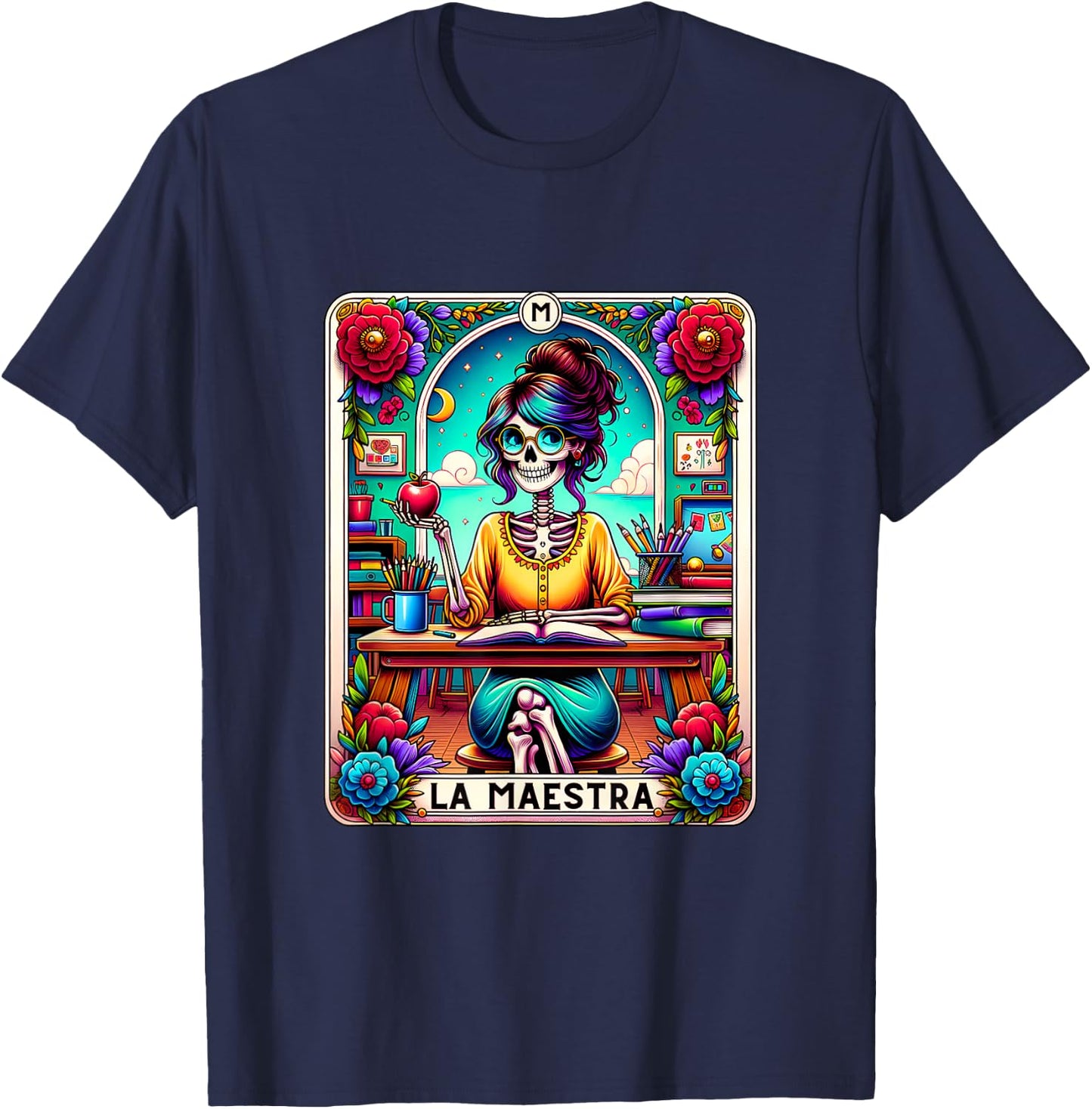La Maestra Tarot Card Funny Spanish Teacher Mexican Latina T-Shirt - T-Shirt | Navy