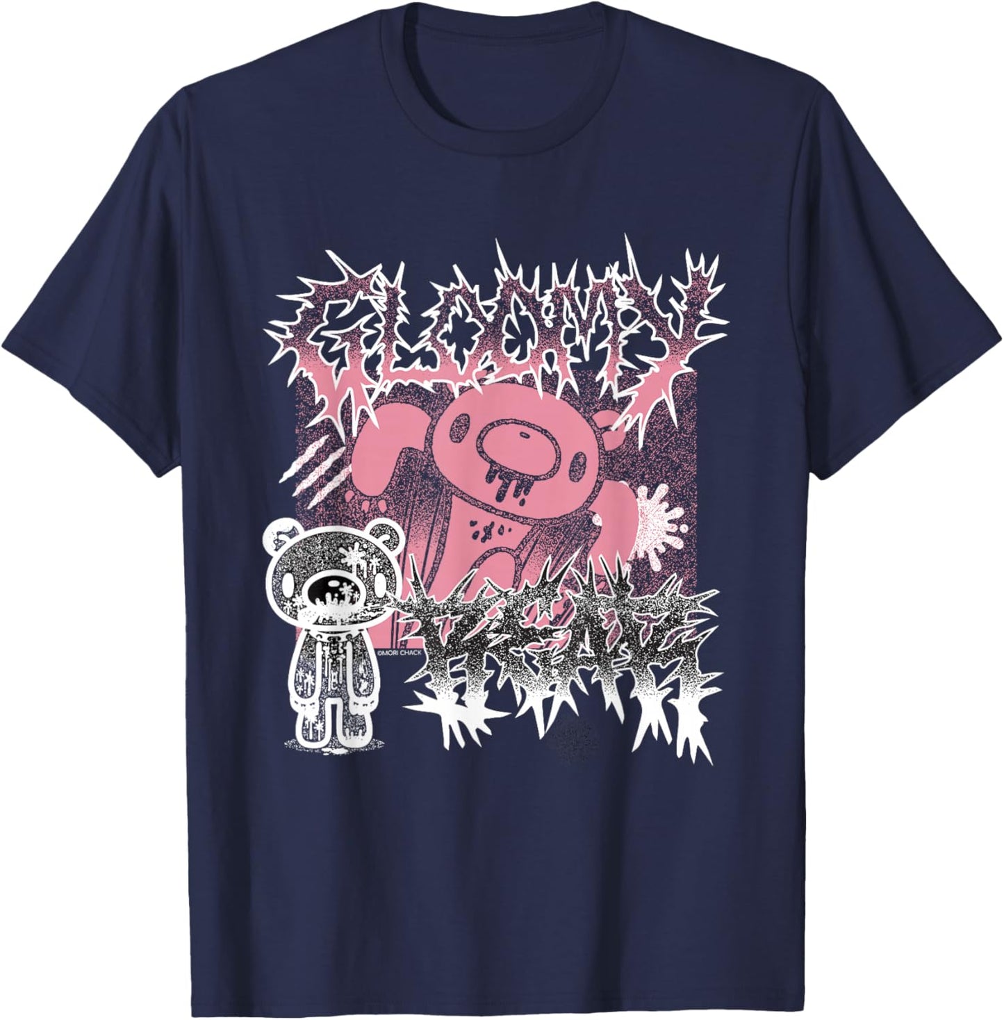 Gloomy Bear The Naughty Grizzly Metal Band Text Anime Manga T-Shirt - T-Shirt | Navy