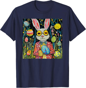 Easter Day Kids Artistic Fun Cute Happy Easter T-Shirt - T-Shirt | Navy