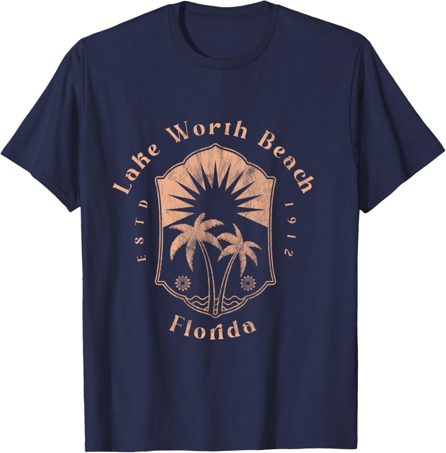Lake Worth Beach Florida Retro Surfer Vintage Beach T-Shirt - T-Shirt | Navy