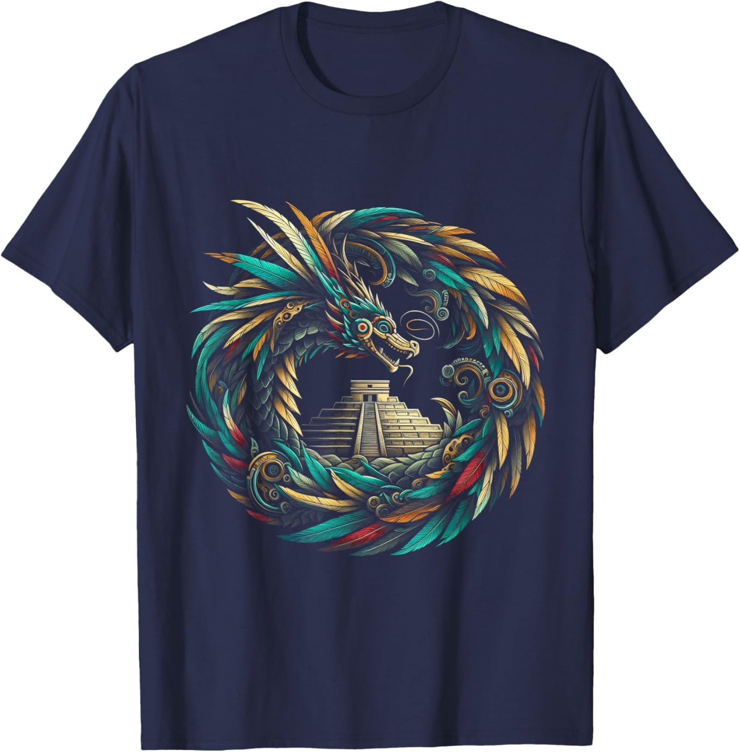 Aztec God Quetzalcoatl Feathered Serpent Aztecs Snake God T-Shirt - T-Shirt | Navy
