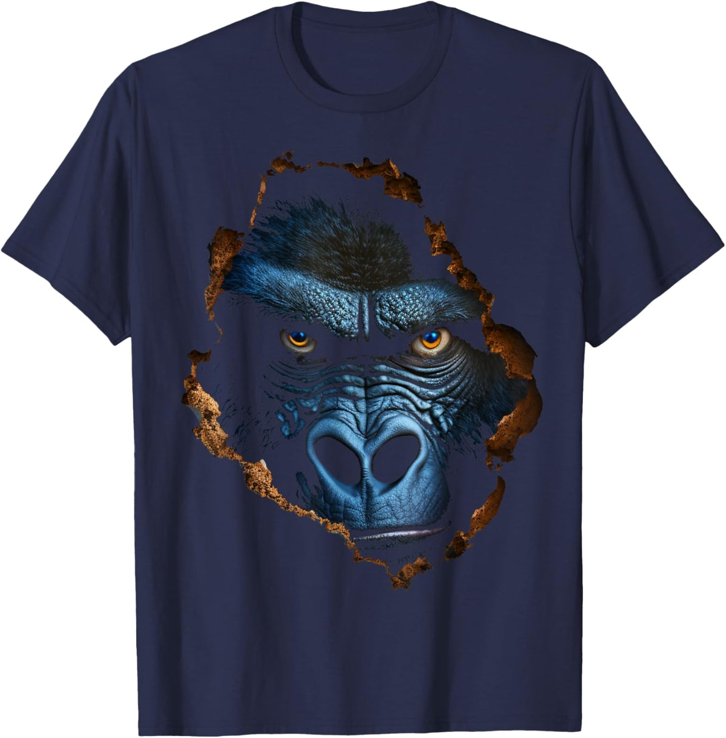 Gorilla Face Wall Animal Print Art Animal Lover Gorilla T-Shirt - T-Shirt | Navy