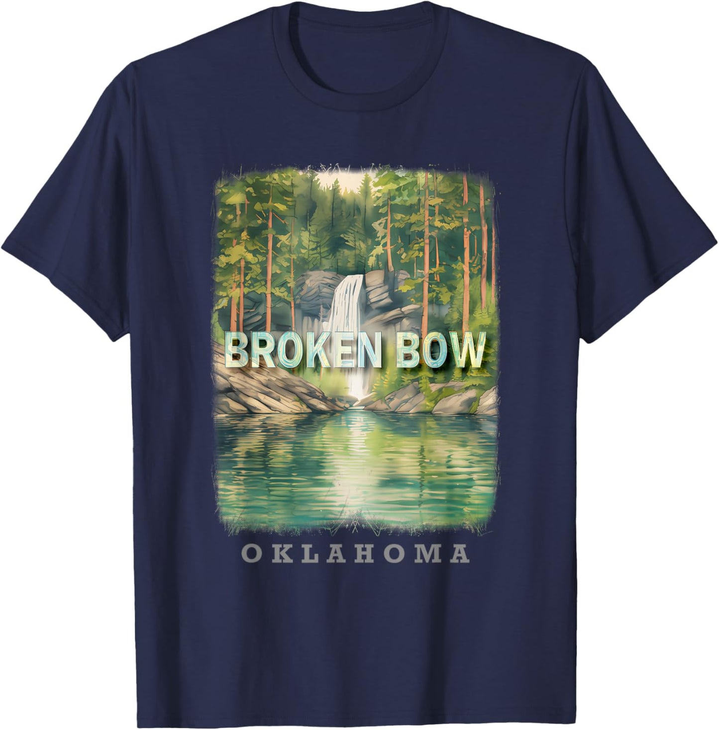 Broken Bow Oklahoma OK Nature's Oasis SD373 T-Shirt - T-Shirt | Navy