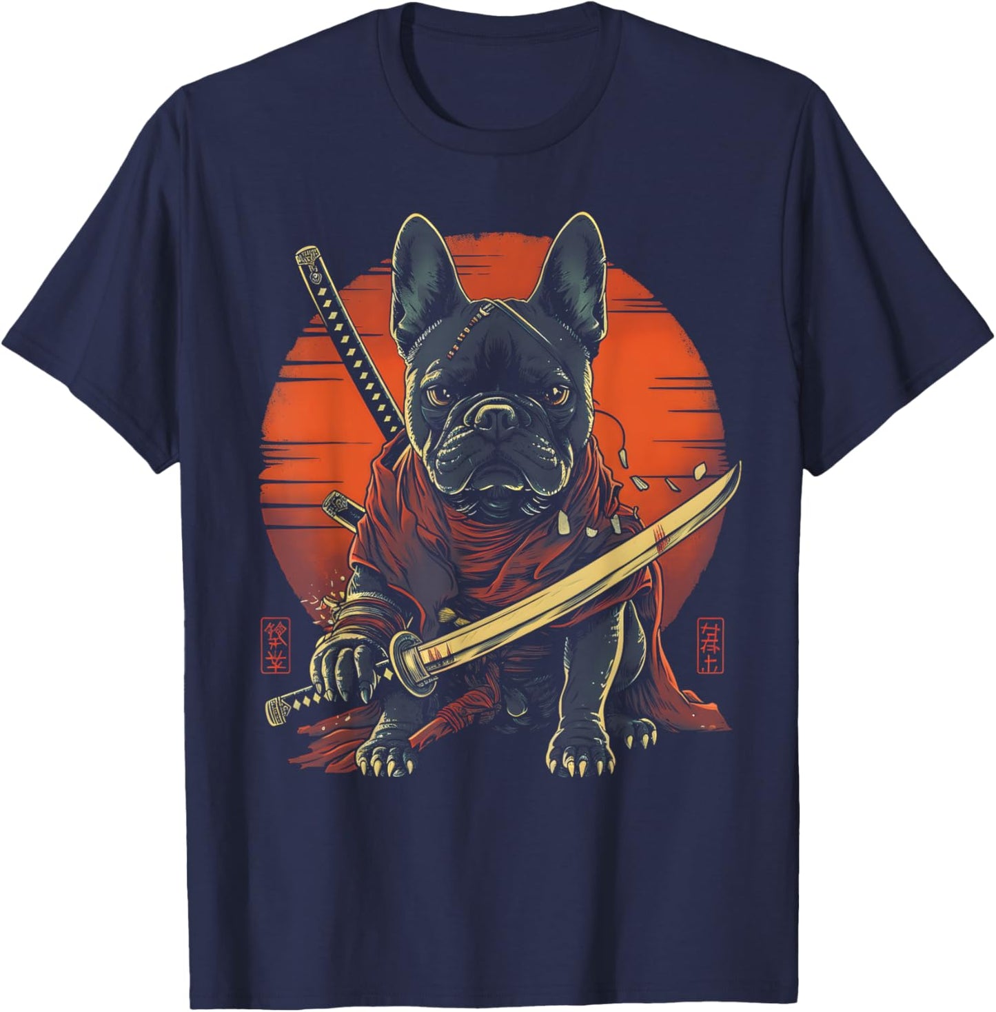 French Bulldog Dad Cute Japanese Anime Stuff Samurai Ninja Women Kids T-Shirt - T-Shirt | Navy