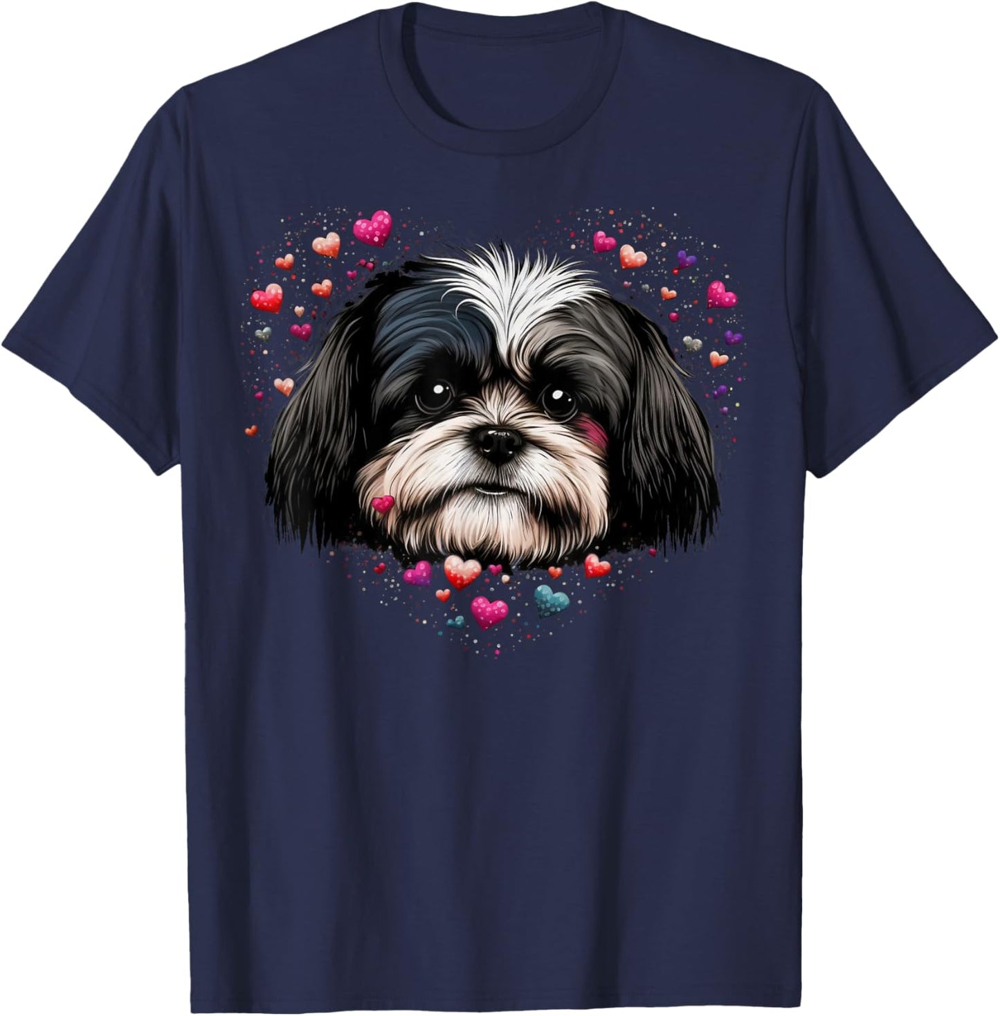 Shih Tzu Love Heart for Valentines Day on Shih Tzu Lover T-Shirt - T-Shirt | Navy