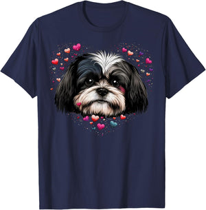 Shih Tzu Love Heart for Valentines Day on Shih Tzu Lover T-Shirt - T-Shirt | Navy