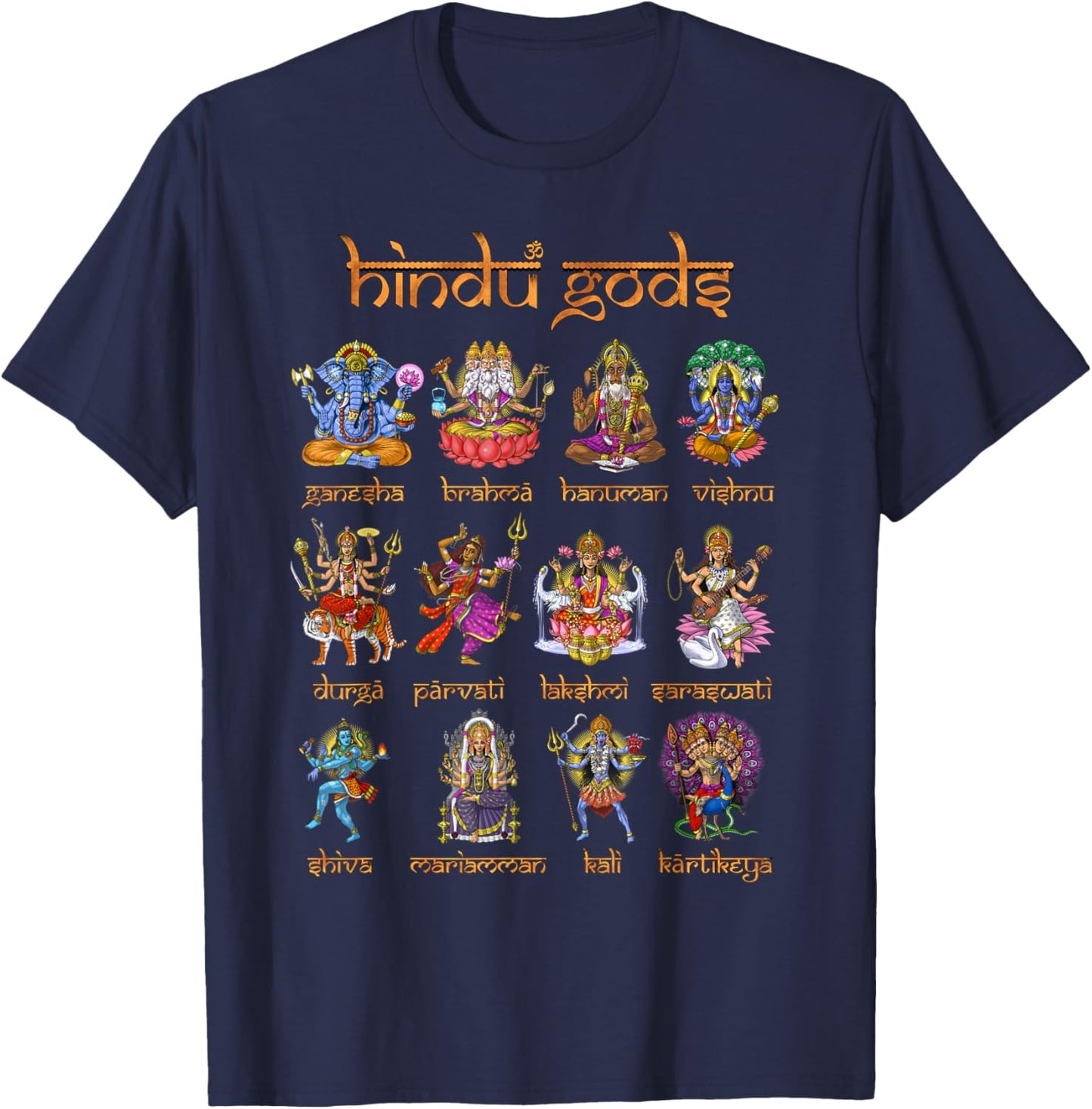 Hindu Gods Shiva Ganesha Hanuman Hinduism Goddess Kali T-Shirt - T-Shirt | Navy