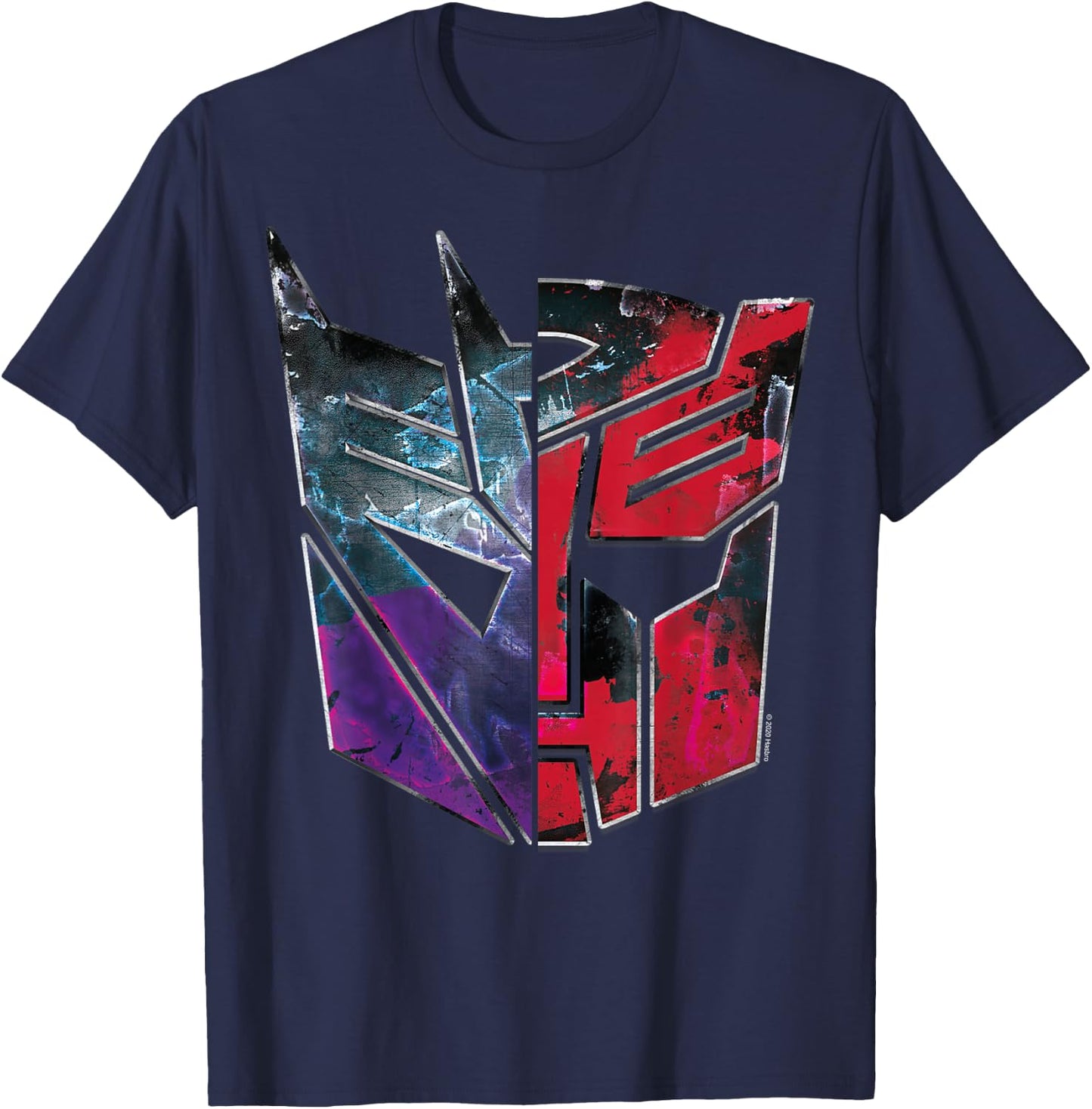Transformers: War For Cybertron Decepticon Autobot Split T-Shirt - T-Shirt | Navy