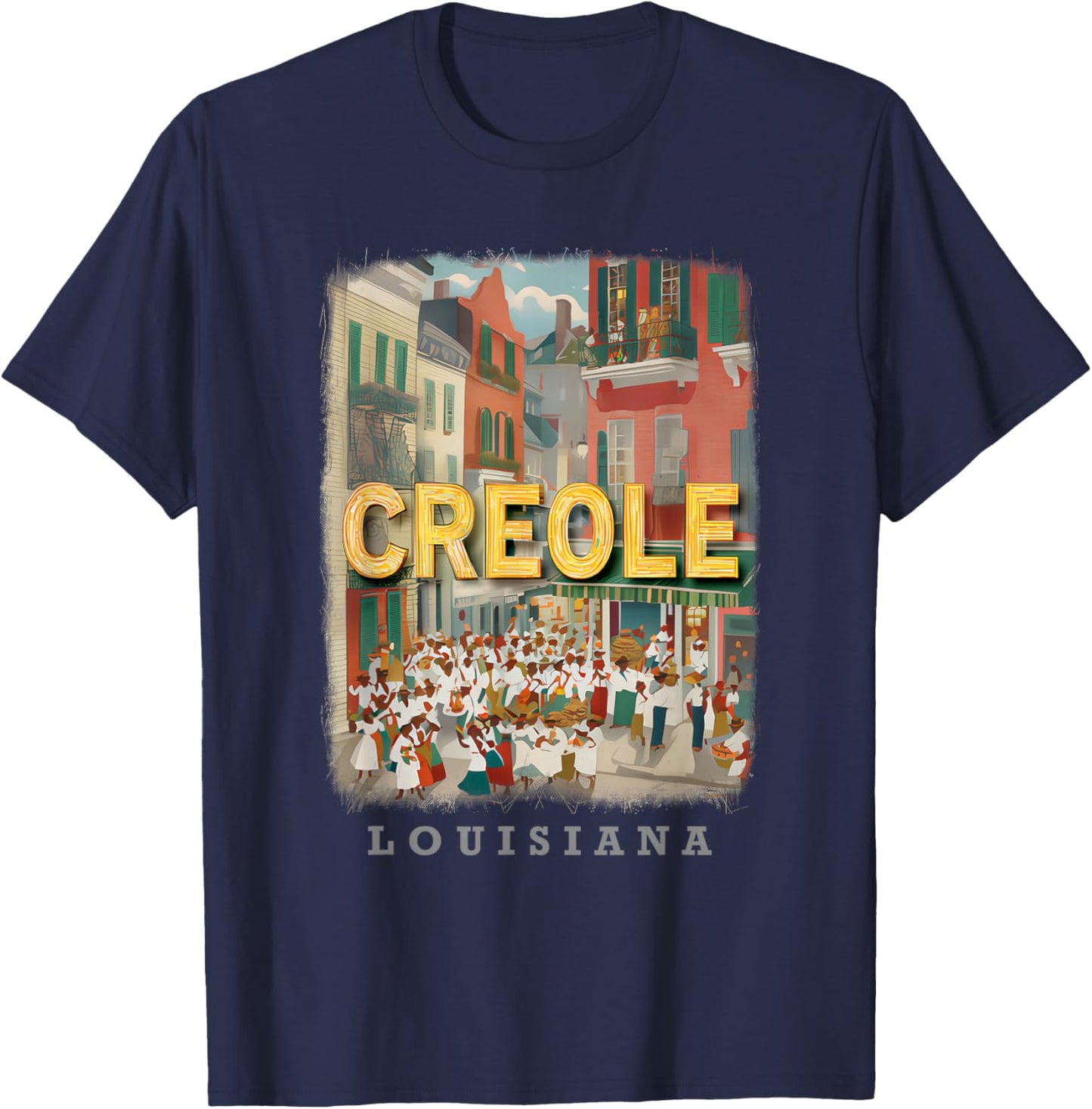 Creole Louisiana LA French Quarter Delight SD198 T-Shirt - T-Shirt | Navy