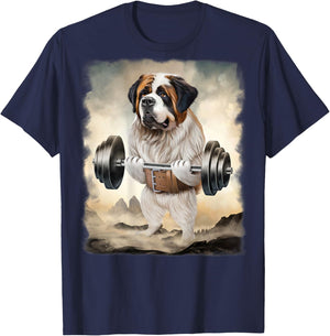 Saint Bernard Dog Muscle Training Weightlifting Men Women Kids T-Shirt - T-Shirt | Navy