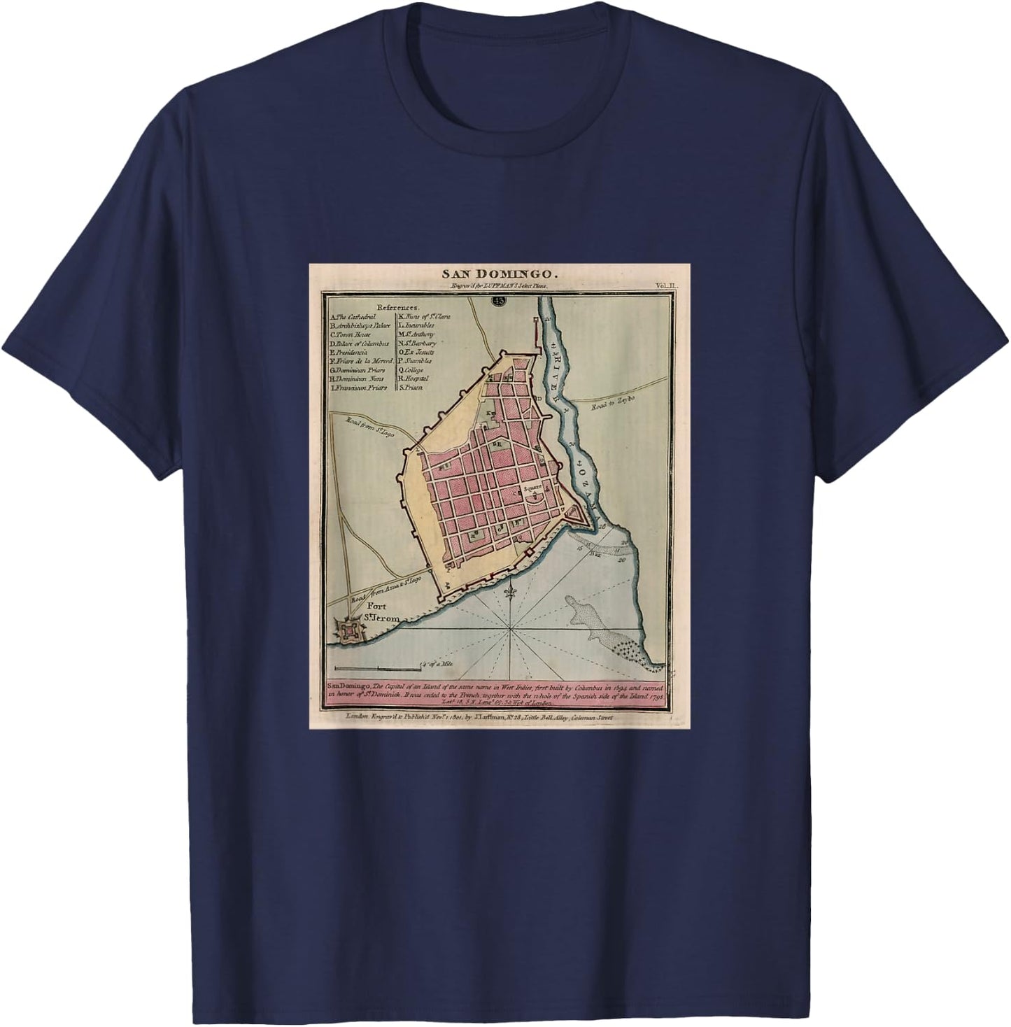 Santo Domingo Dominican Republic Map T-Shirt - T-Shirt | Navy