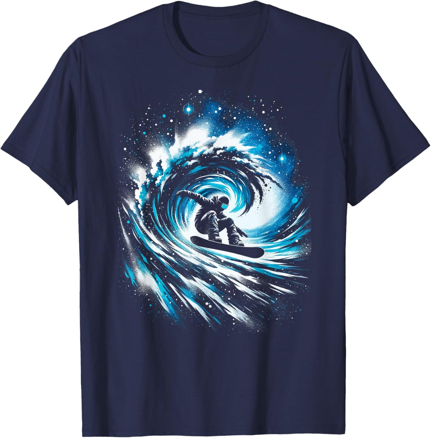 Snowboarding Surfing Snow Wave Abstract Snowboarder Surfer T-Shirt - T-Shirt | Navy