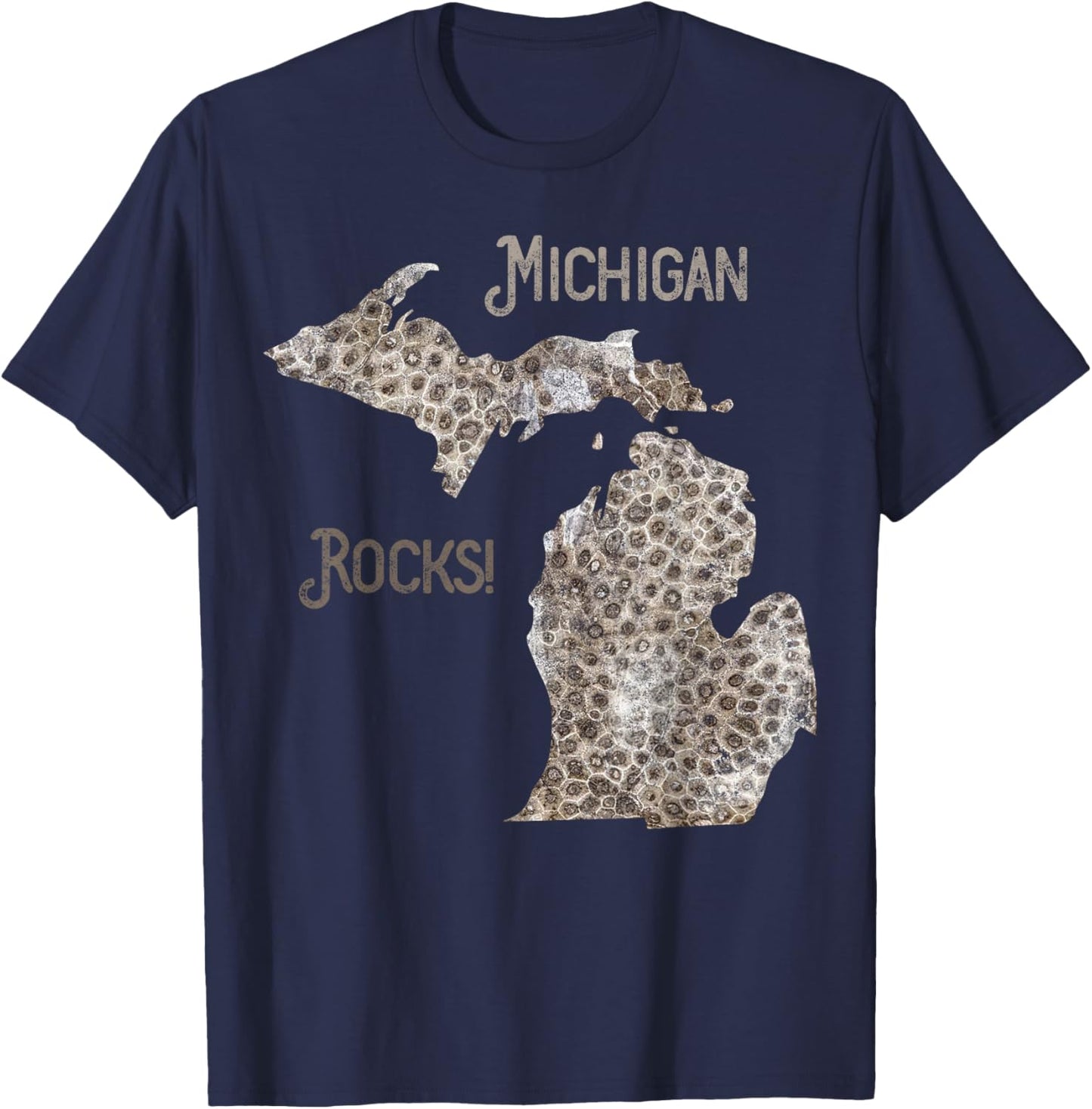 Michigan Rocks Petoskey Stone Hunting Great Lakes State T-Shirt - T-Shirt | Navy