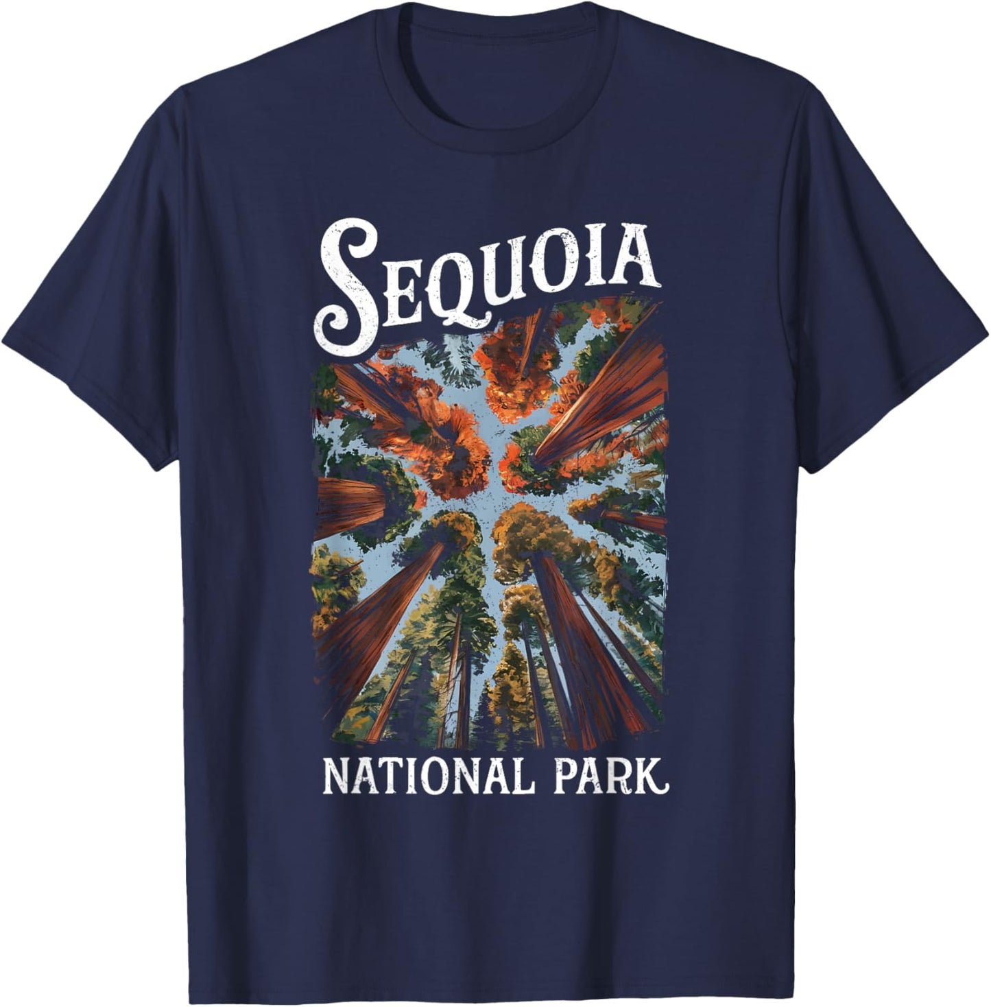 Sequoia National Park California Giant Tree Souvenir Grunge T-Shirt - T-Shirt | Navy
