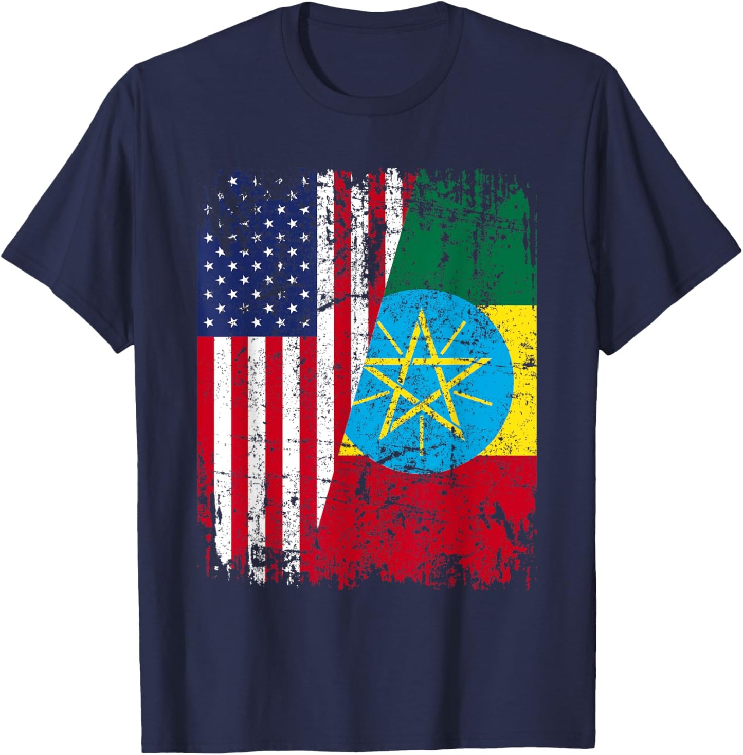 ETHIOPIAN American Flag | Men Women Kids | ETHIOPIA T-Shirt - T-Shirt | Navy