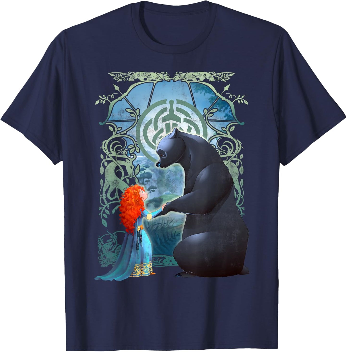 Disney Pixar Brave Merida and Bear Profile Portrait Small T-Shirt - T-Shirt | Navy