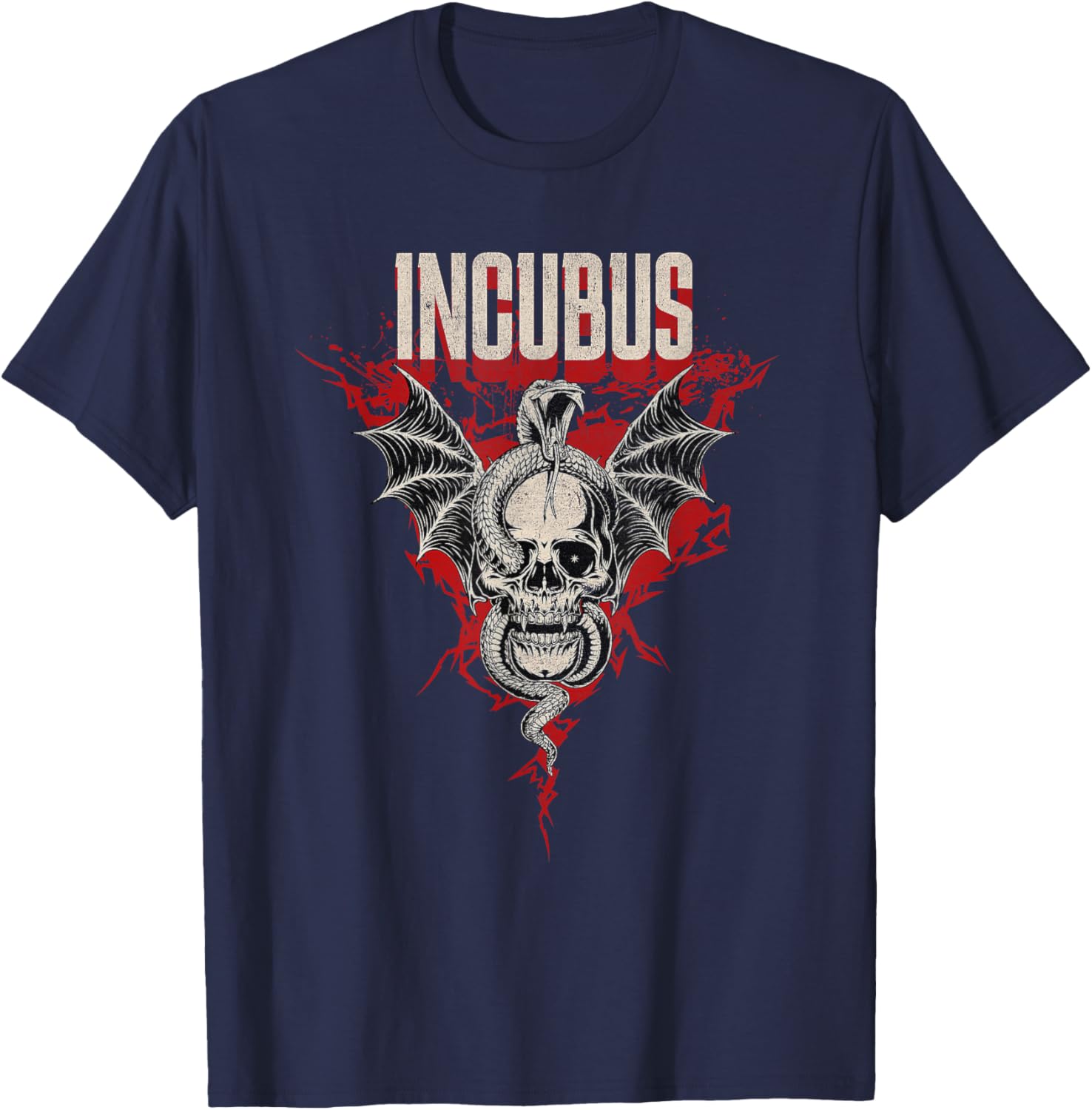 Incubus Totenkopf und Schlange Dark Night Horror T-Shirt - T-Shirt | Navy