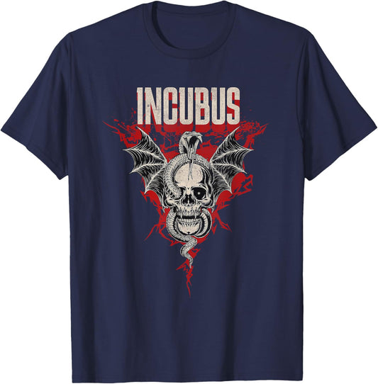 Incubus Totenkopf und Schlange Dark Night Horror T-Shirt - T-Shirt | Navy